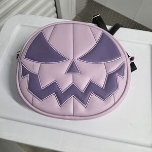 Love Pain and Stitches handcrafted pumpkin face crossbody in lavender